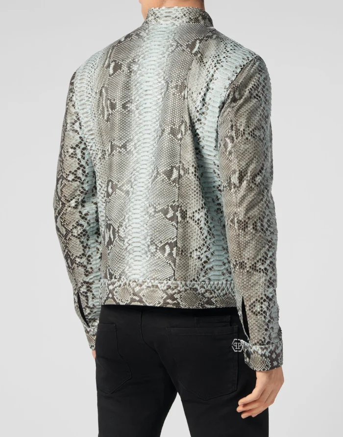 Python Leather Bomber Skull