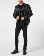 Python Leather Bomber Skull