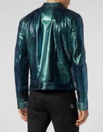 Python Leather Bomber Skull