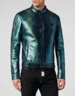 Python Leather Bomber Skull