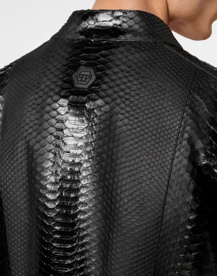 Python Leather Bomber Skull