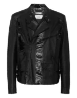 Python Leather Bomber Skull