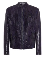 Python Leather Moto Jacket