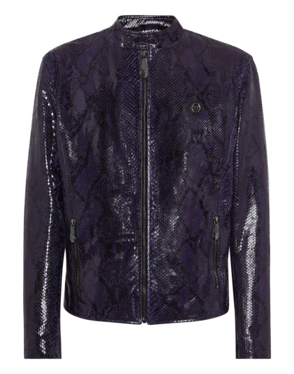 Python Leather Moto Jacket