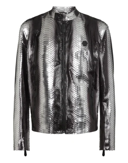 Python Leather Moto Jacket