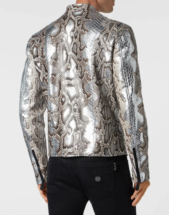 Python Leather Moto Jacket
