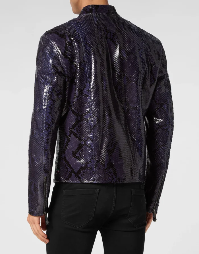 Python Leather Moto Jacket