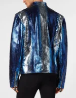 Python Leather Moto Jacket