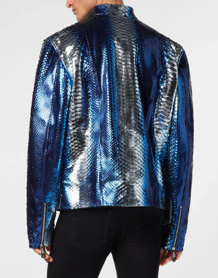 Python Leather Moto Jacket