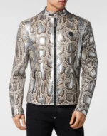 Python Leather Moto Jacket