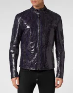 Python Leather Moto Jacket