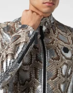 Python Leather Moto Jacket
