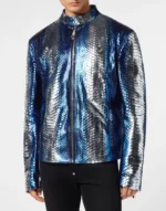 Python Leather Moto Jacket