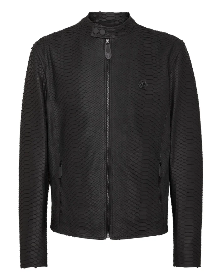 Python Leather Moto Jacket