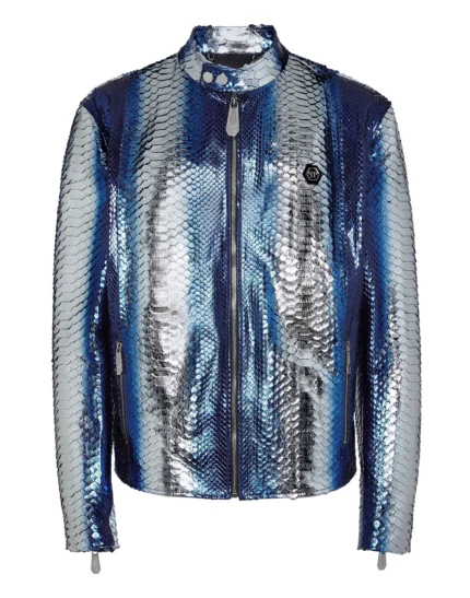 Python Leather Moto Jacket