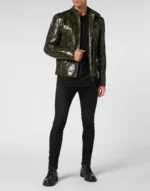 Python Leather Moto Jacket