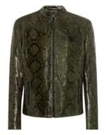 Python Leather Moto Jacket