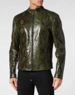 Python Leather Moto Jacket