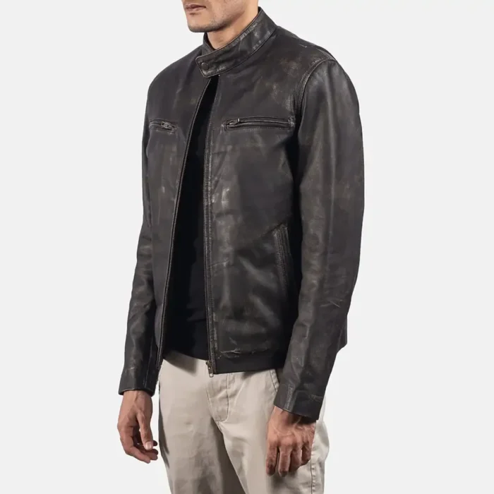 Rustic Leather Biker Jacket
