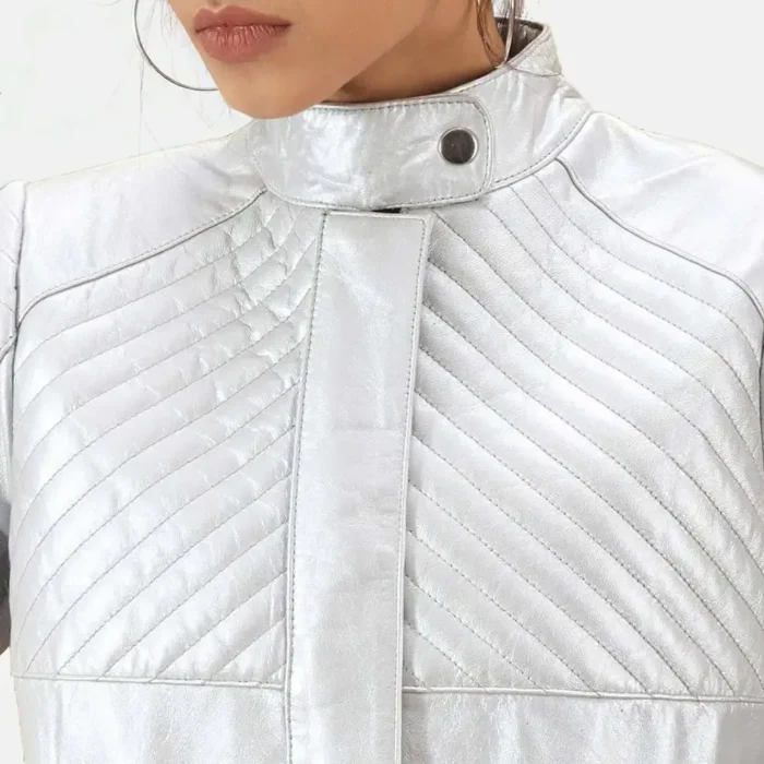 Silver Leather Jacket Women