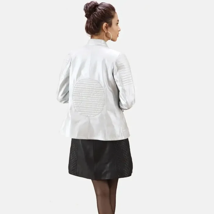 Silver Leather Jacket Women