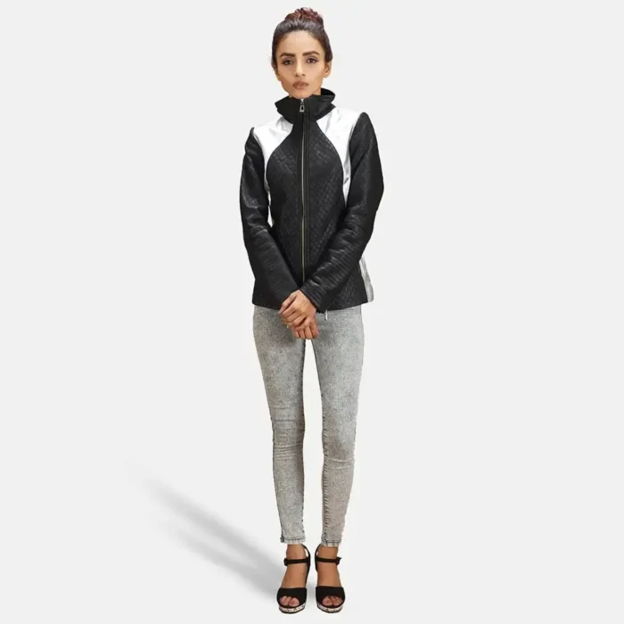 Silver Leather Jacket Women