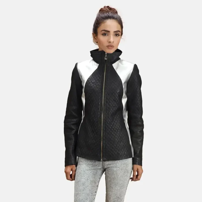 Silver Leather Jacket Women