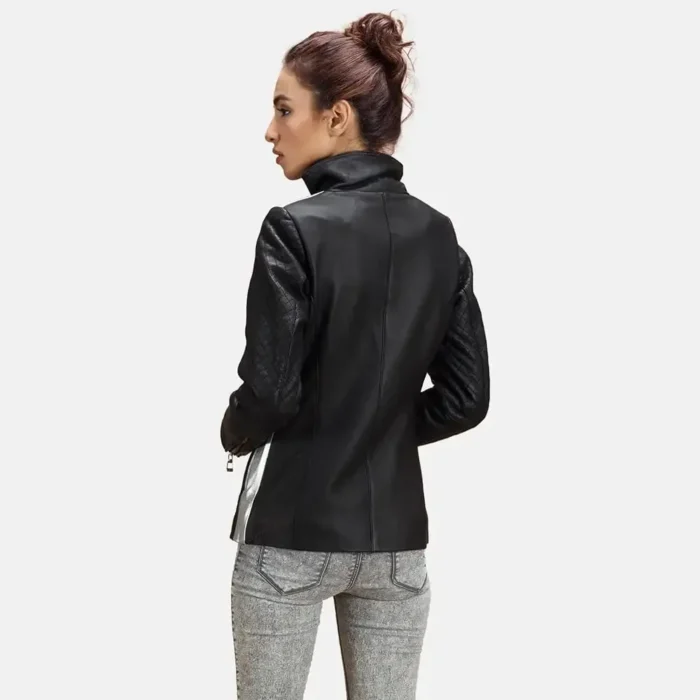 Silver Leather Jacket Women