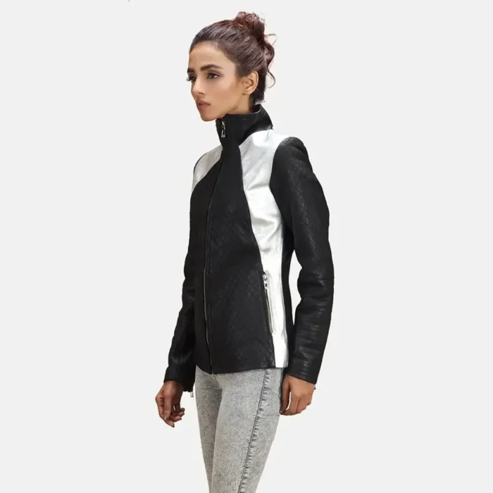 Silver Leather Jacket Women