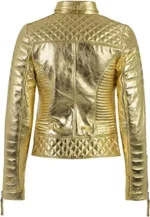 Women Gold Leather Jacket