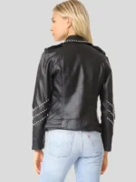 Women?s Studded Leather Motorcycle Jacket