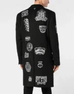 Wool Long Coat With Patches