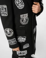 Wool Long Coat With Patches