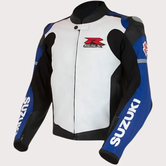 Suzuki Gsxr Blue Motorcycle Leather Race Jacket