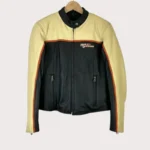 Black Yellow Harley Davidson Vintage Leather Jacket