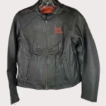 Harley Davidson Black Orange Logo Leather Jacket