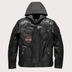 Men's Harley Davidson Distressed Slim Fit Motorcycle Biker Leather Jacket in Black