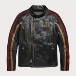 Harley Davidson Black Stripe Motorcycle Leather Jacket