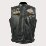 Harley Davidson Men's Black Biker Motorcycle Genuine Leather Vest
