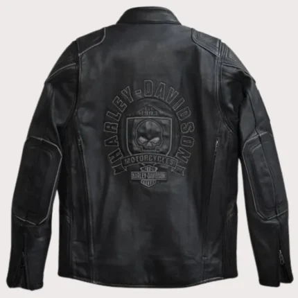 Men Harley Davidson Biker Leather Jacket with Skull Logo