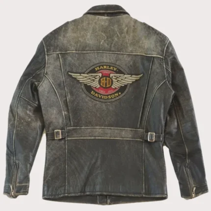 Men's Harley Davidson Distressed Slim Fit Motorcycle Biker Leather Jacket