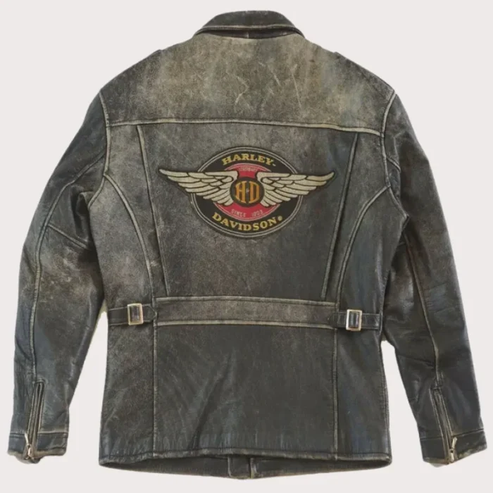 Men's Harley Davidson Distressed Slim Fit Motorcycle Biker Leather Jacket