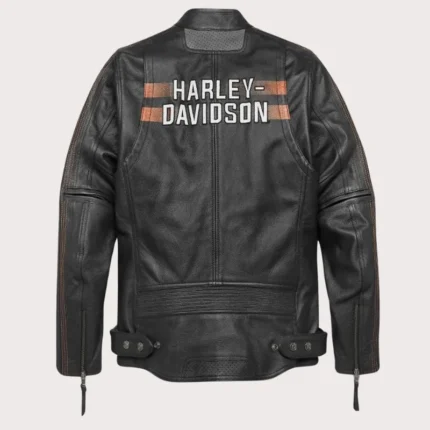 Men Writ Harley Davidson Black Biker Motorcycle Genuine Leather Jacket
