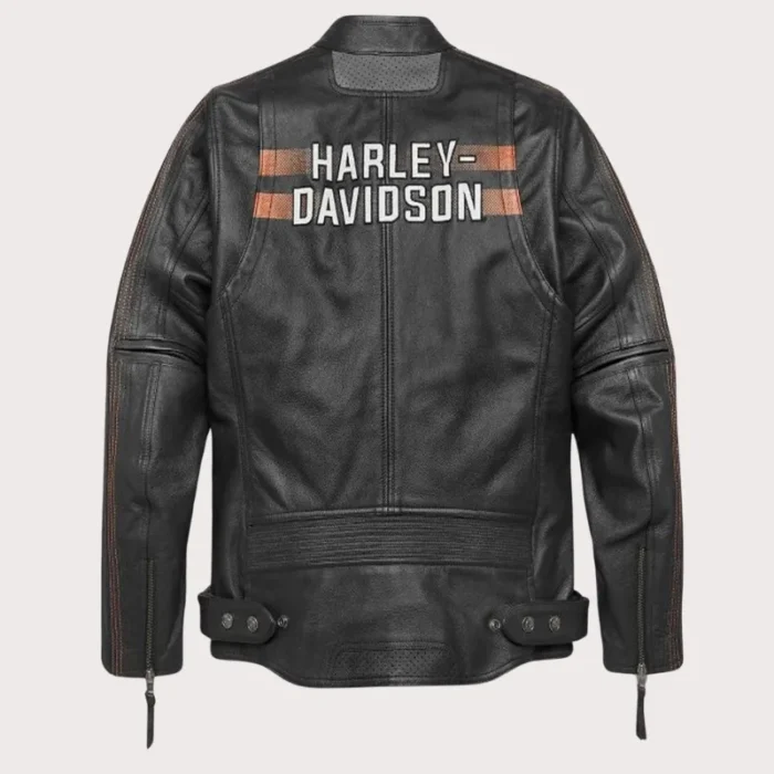 Men Writ Harley Davidson Black Biker Motorcycle Genuine Leather Jacket