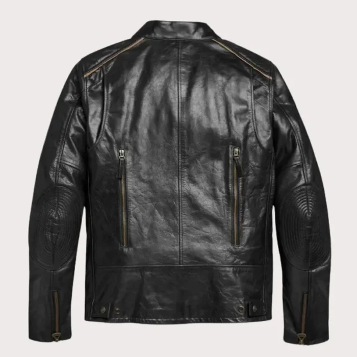 Harley Davidson Black Stripe Motorcycle Leather Jacket