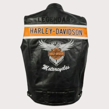 Harley Davidson Men's Black Biker Motorcycle Genuine Leather Vest