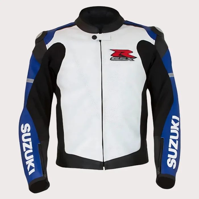 Suzuki Gsxr Blue Motorcycle Leather Race Jacket