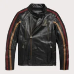 Harley Davidson Black Stripe Motorcycle Leather Jacket