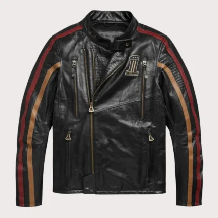Harley Davidson Black Stripe Motorcycle Leather Jacket
