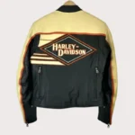 Black Yellow Harley Davidson Vintage Leather Jacket